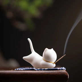 Cat Incense Burner - White