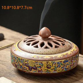 Old Chinese Incense Burner - Yellow flower
