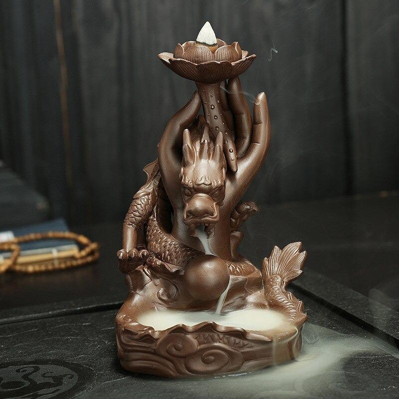 Clay dragon incense burner